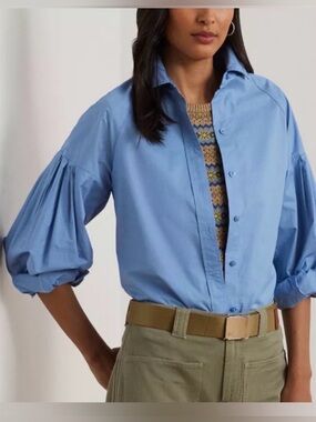 Lauren Ralph Lauren
Women's Cotton Poplin Blouson-Sleeve Shirt